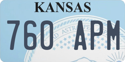 KS license plate 760APM