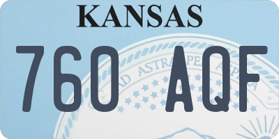 KS license plate 760AQF