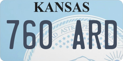 KS license plate 760ARD