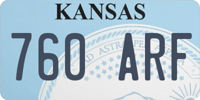 KS license plate 760ARF
