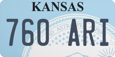 KS license plate 760ARI