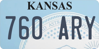 KS license plate 760ARY