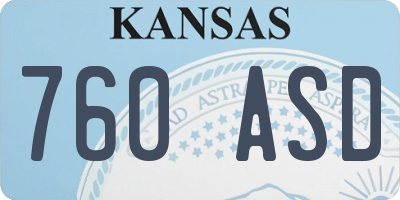 KS license plate 760ASD