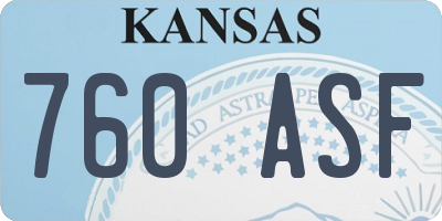 KS license plate 760ASF