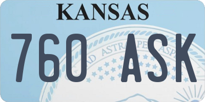 KS license plate 760ASK