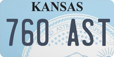 KS license plate 760AST