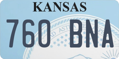 KS license plate 760BNA
