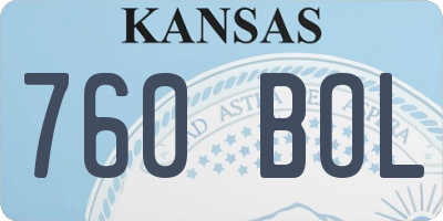 KS license plate 760BOL