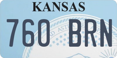 KS license plate 760BRN