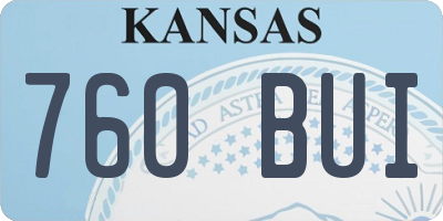 KS license plate 760BUI