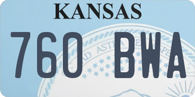 KS license plate 760BWA