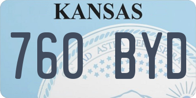 KS license plate 760BYD