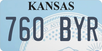 KS license plate 760BYR