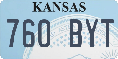 KS license plate 760BYT