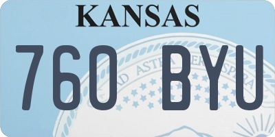 KS license plate 760BYU