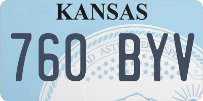 KS license plate 760BYV