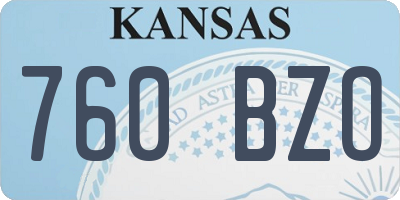 KS license plate 760BZO
