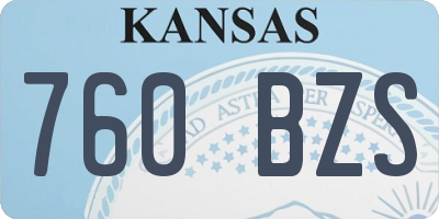 KS license plate 760BZS