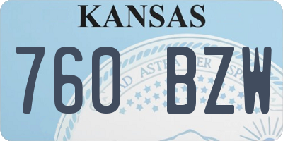 KS license plate 760BZW