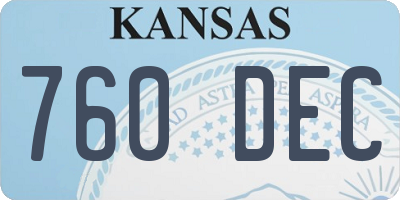 KS license plate 760DEC