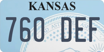 KS license plate 760DEF