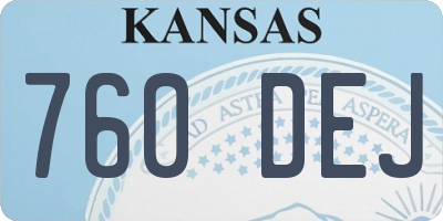 KS license plate 760DEJ