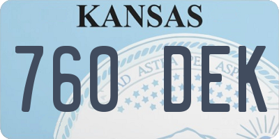KS license plate 760DEK