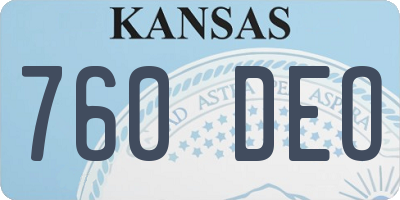 KS license plate 760DEO