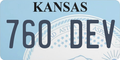 KS license plate 760DEV