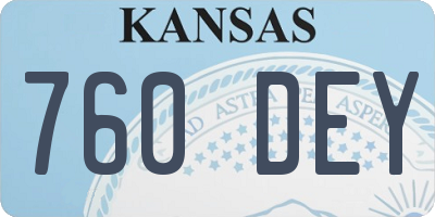 KS license plate 760DEY