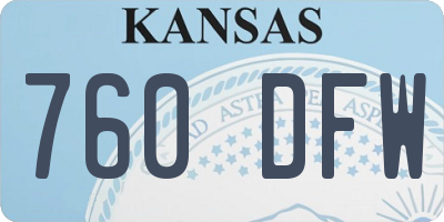 KS license plate 760DFW