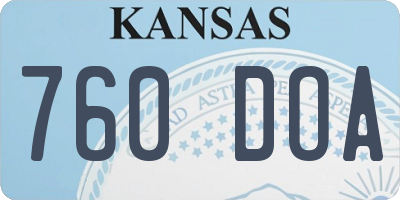 KS license plate 760DOA