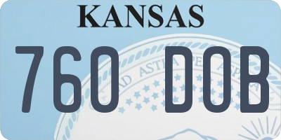 KS license plate 760DOB