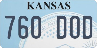 KS license plate 760DOD