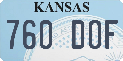 KS license plate 760DOF