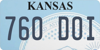 KS license plate 760DOI