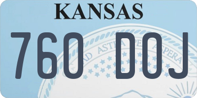 KS license plate 760DOJ