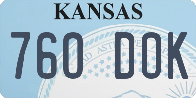 KS license plate 760DOK