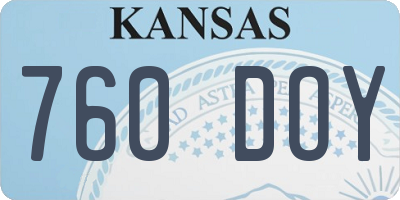 KS license plate 760DOY