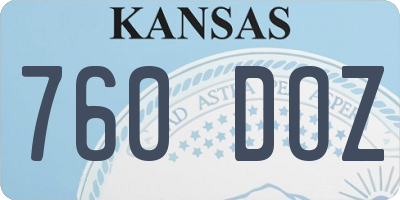KS license plate 760DOZ