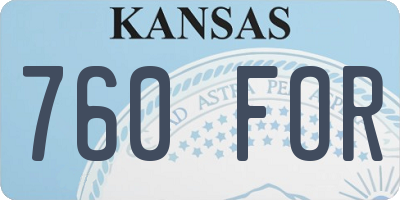 KS license plate 760FOR