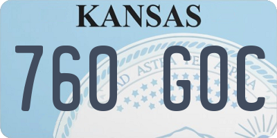 KS license plate 760GOC