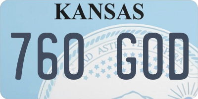 KS license plate 760GOD