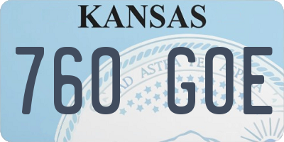KS license plate 760GOE