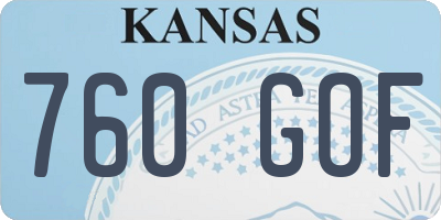 KS license plate 760GOF