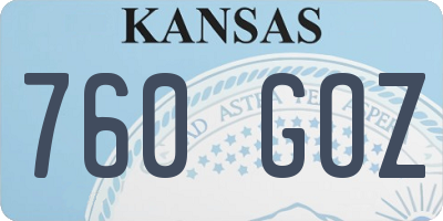 KS license plate 760GOZ