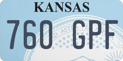 KS license plate 760GPF