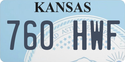 KS license plate 760HWF