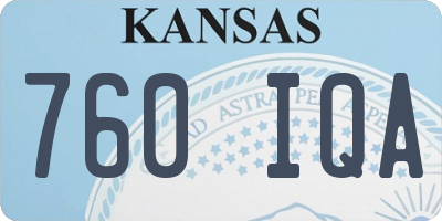 KS license plate 760IQA