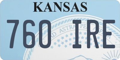 KS license plate 760IRE